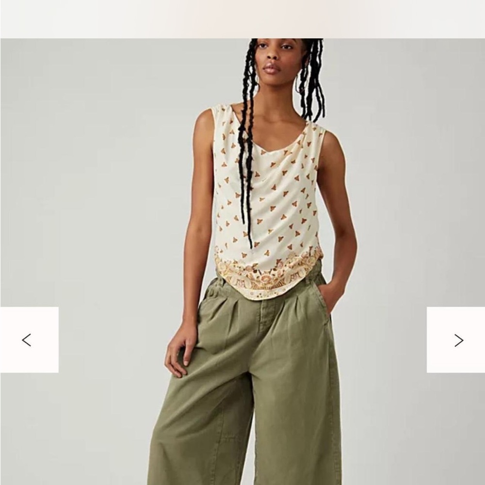 Free People Silas Printed Cowlneck Top Size M